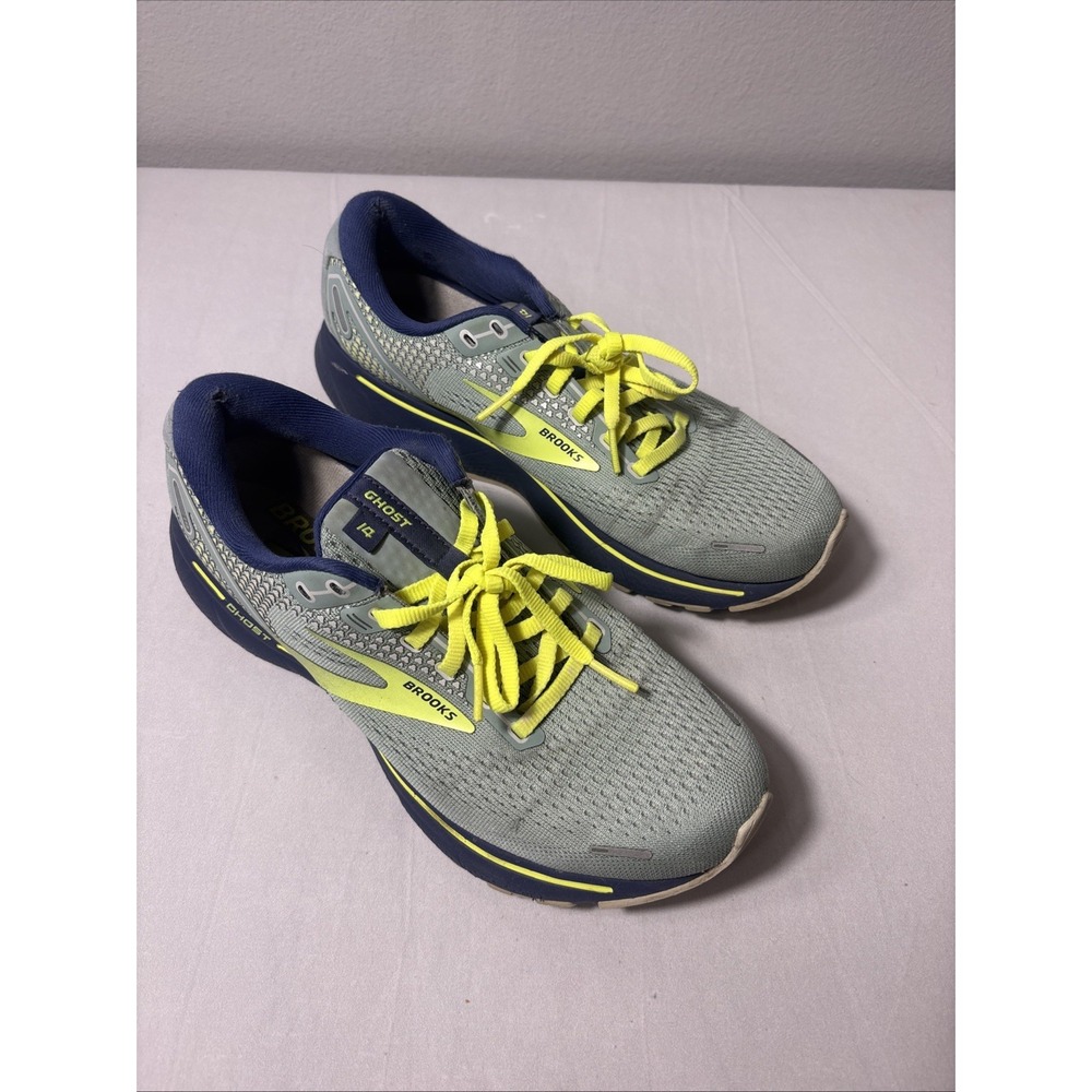 BROOKS Ghost 14 Women's Size 9B Blue Ocean Neon Green Running Shoes READ
